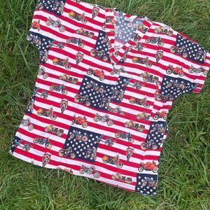 American flag and motorcycle scrubs size small